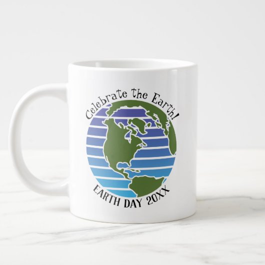 Earth Day Blue Green Globe Map Planet Jumbo-Tasse (Links)