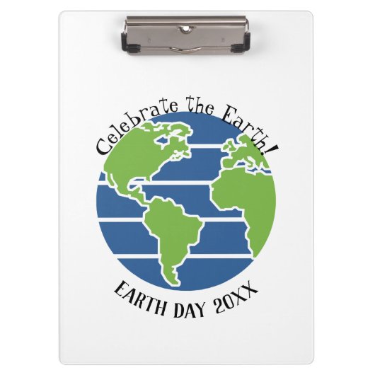 Earth Day Blue Green Globe Map Planet Klemmbrett (Vorderseite)