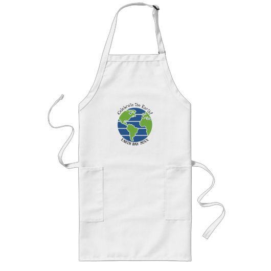 Earth Day Blue Green Globe Map Planet Lange Schürze (Vorne)