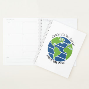 Earth Day Blue Green Globe Map Planet Planer