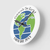 Earth Day Blue Green Globe Map Planet Runde Wanduhr (Winkel)