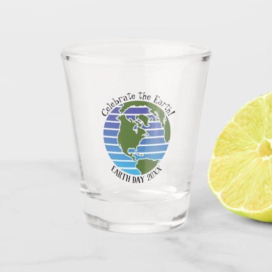 Earth Day Blue Green Globe Map Planet Schnapsglas (Vorderseite)