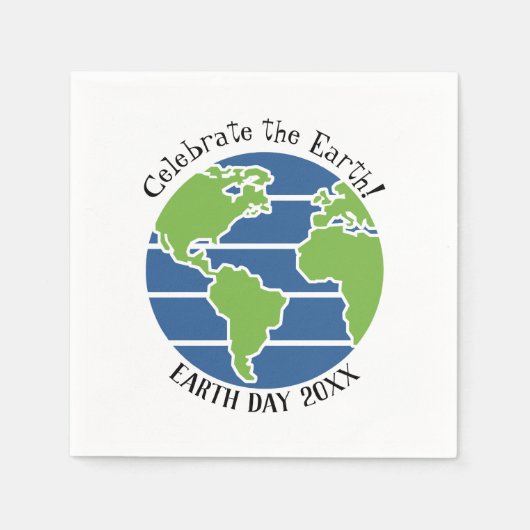 Earth Day Blue Green Globe Map Planet Serviette (Vorderseite)