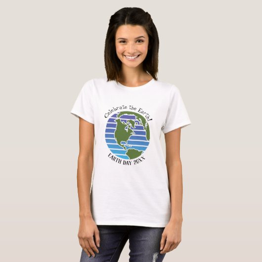 Earth Day Blue Green Globe Map Planet T-Shirt (Vorne ganz)