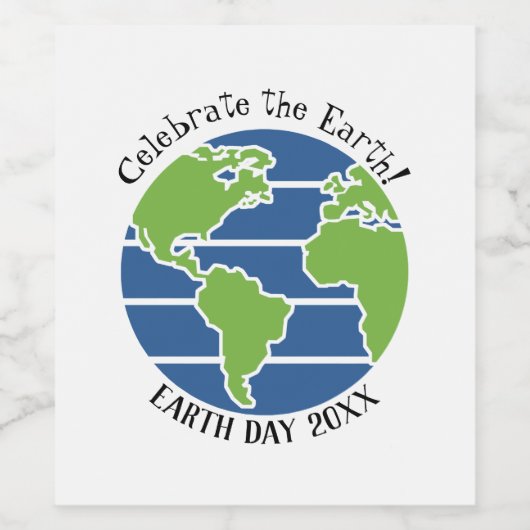 Earth Day Blue Green Globe Map Planet Weinetikett (Einzelnes Label)
