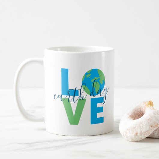 Earth Day Blue Green Liebe Statement Niedlich Grap Kaffeetasse (Mit Donut)