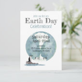 Earth Day Celebration with Pinguin Design Einladung (Stehend Vorderseite)
