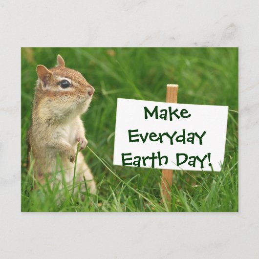 Earth Day Chipmunk Postkarte (Vorderseite)
