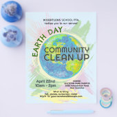 Earth Day Community Clean Up Poster Hand-Drawn Flyer (Einzeln)