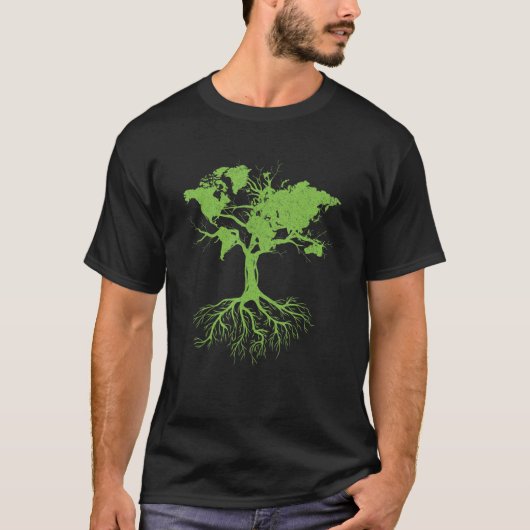 Earth Day Cute World Map Tree Pro Environment Pla T-Shirt (Vorderseite)