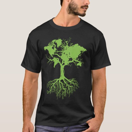 Earth Day Cute World Map Tree Pro Environment Pla T-Shirt (Vorderseite)