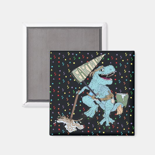 Earth Day Dino Magnet (Vorderseite/Rückseite)
