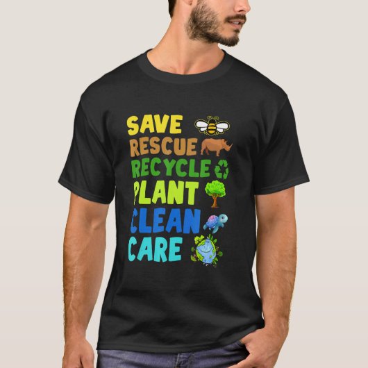 Earth Day Environmental Protection Save Bees Rescu T-Shirt (Vorderseite)
