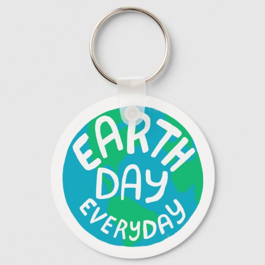 EARTH DAY EVERY DAY Handlettered Planet Schlüsselanhänger (Vorderseite)