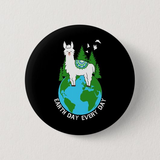 Earth Day Everyday Llama Cool Pro Environment-Lieb Button (Vorderseite)