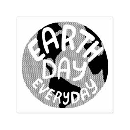 Earth Day Everyday Planet Globe Simple Modern Permastempel