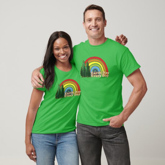 Earth Day Everyday Rainbow Pine Tree Design T-Shirt (Unisex)