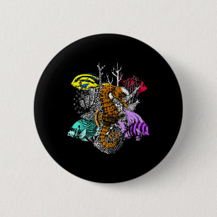 Earth Day Gerettet Korallenriffe Sea Fish Seepferd Button