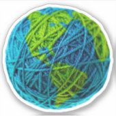 Earth Day Global Knit Hook Hobby Ball of Yarn Aufkleber (Vorderseite)
