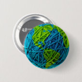 Earth Day Global Knit Hook Hobby Ball of Yarn Button (Vorne & Hinten)