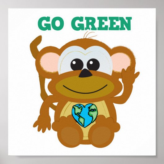 Earth Day Go Green Monkey Goofkins Poster (Vorne)
