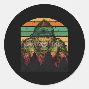 Earth Day Gorilla Vintage Kiefernbaum Männer Fraue Runder Aufkleber