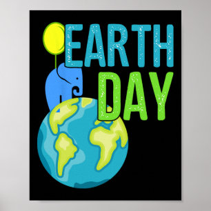 Earth Day Great Vintag Earth Day Elephant Shirt Poster