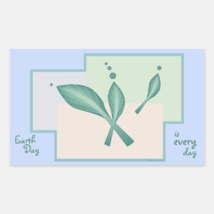 Earth Day Green Pink Aquamarin Pastels Künstlerisc Rechteckiger Aufkleber