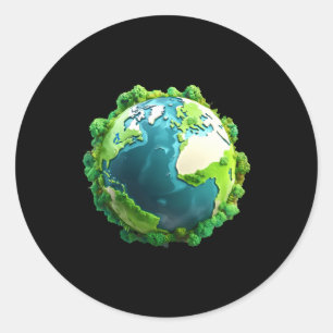 Earth Day Grünes und Blaues Erde mit Bäumen T-Shir Runder Aufkleber