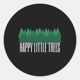 Earth Day Happy Little Trees Runder Aufkleber