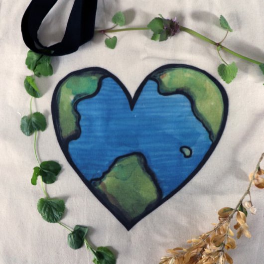 Earth Day heart Watercolor Art Tragetasche