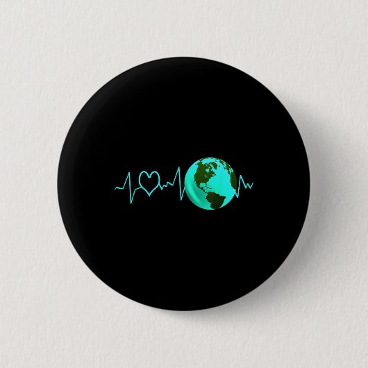 Earth Day Heartbeat Recycelnd Klimawandel Button (Vorderseite)