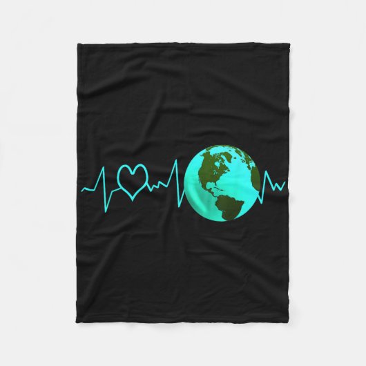 Earth Day Heartbeat Recycelnd Klimawandel Fleecedecke (Vorderseite)
