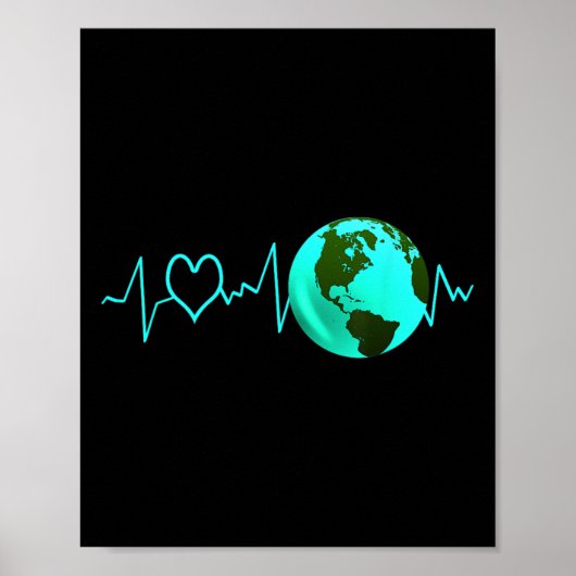 Earth Day Heartbeat Recycelnd Klimawandel Poster (Vorne)