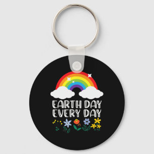 Earth Day Jeden Rainbow Blume Earth Day Gerettet N Schlüsselanhänger