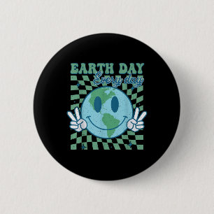 Earth Day Jeden Smile Face Hippie Planet Annive Button