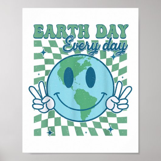 Earth Day Jeden Smile Face Hippie Planet Annive Poster (Vorne)