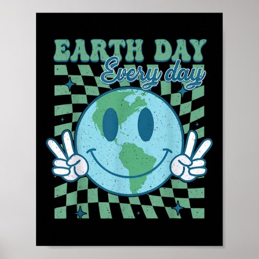 Earth Day Jeden Smile Face Hippie Planet Annive Poster (Vorne)
