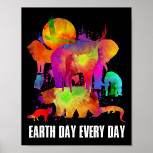Earth Day Jeden Tag Wasserfarbene Tiere Liebhaber  Poster