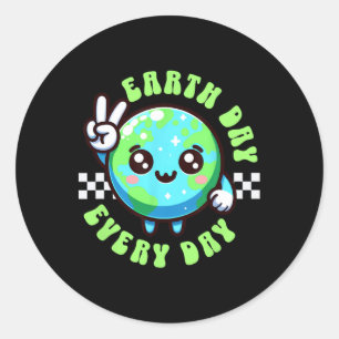 Earth Day Kawaii Jeden Tag Kinder Planet Frieden H Runder Aufkleber