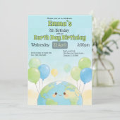 Earth Day Kids Birthday Einladung (Stehend Vorderseite)