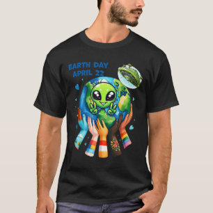 Earth Day Kids Women and Men Happy Alien Niedlich T-Shirt