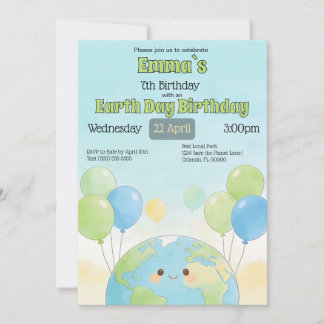 Earth Day Kindergeburtstag Einladung