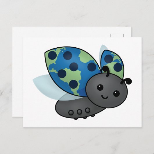 Earth Day Ladybug Postcard Postkarte (Vorne/Hinten)