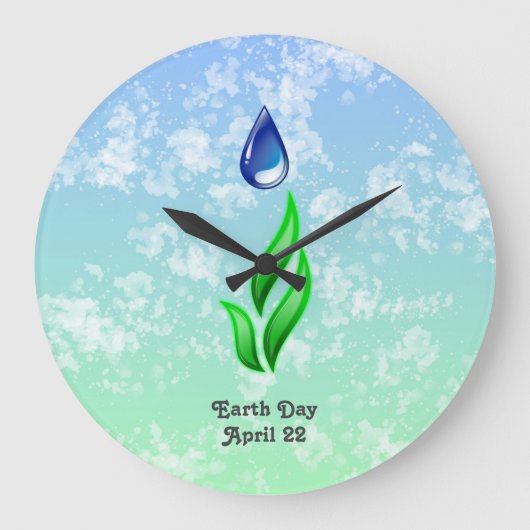 Earth Day Large Clock Große Wanduhr (Vorderseite)