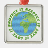 Earth Day Liebe Schützen Achtung von benutzerdefin Silbernes Ornament (Vorne)