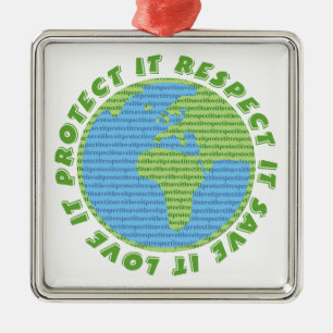 Earth Day Liebe Schützen Achtung von benutzerdefin Silbernes Ornament