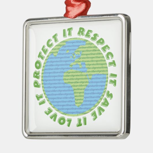 Earth Day Liebe Schützen Achtung von benutzerdefin Silbernes Ornament (Links)