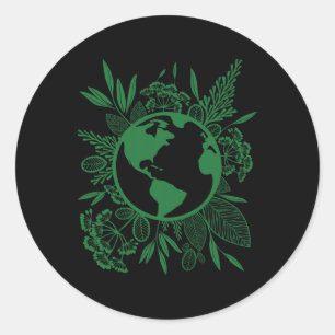 Earth Day Live Green Peace Runder Aufkleber