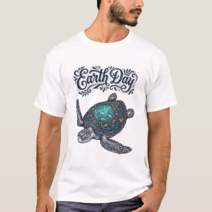 Earth Day Meeresschildkröte Vintage Gravur Shirt D